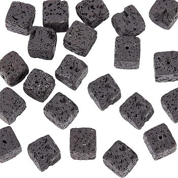 Natural Lava Rock Beads Starnds, Cube, 10x10x10mm, Hole: 1mm, about 36pcs/strand, 15.55''(39.5cm)