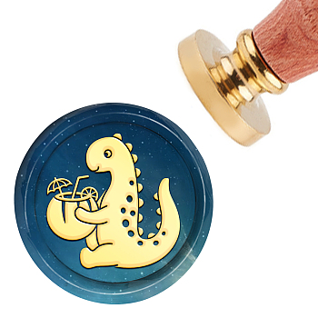 Brass Wax Seal Stamp with Handle, for DIY Scrapbooking, Dinosaur Pattern, 3.5x1.18 inch(8.9x3cm)