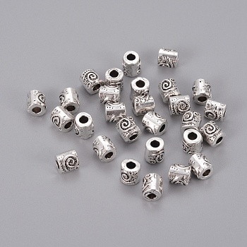 Tibetan Style Alloy Beads, Column, Antique Silver, Lead Free & Cadmium Free, 6x6mm, Hole: 2.5mm