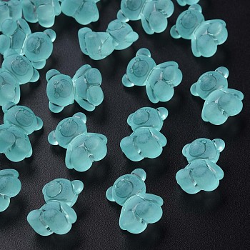 Transparent Acrylic Beads, Frosted, Bear, Cyan, 18.5x15.5x11mm, Hole: 2.5mm, about 330pcs/500g