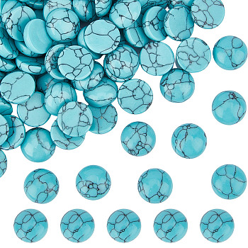 Dyed Synthetic Turquoise Cabochons, Half Round/Dome, 12x4.5mm, 100pcs/box