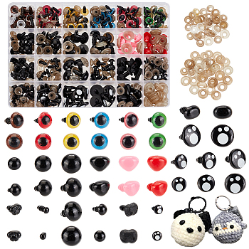 Elite DIY Doll Toys Puppet Plush Animal Making, with Plastic Safety Noses and Eyes, Mixed Color, Eye: 8~15mm, Nose: 8~17.5mm