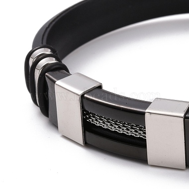 Men's Silicone Cord Bracelet(BJEW-M206-02GP)-2