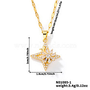 Brass Clear Cubic Zirconia Star with Rotating Windmill Pendant Necklaces for Stylish Girls, Golden, 15.75 inch(40cm)(TT4226)