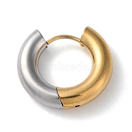 Two Tone 304 Stainless Steel Huggie Hoop Earrings, Golden & Stainless Steel Color, 20x22x5mm(EJEW-P250-01E)