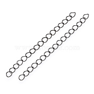 Iron Chain Extender, Curb Chains, Nickel Free, Gunmetal, 50mm, Link: 5~5.5x3.5~4x0.5mm(X-IFIN-T007-10B-NF)