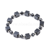 Synthetic Non-Magnetic Hematite & Brass Beaded Stretch Bracelets for Men, Inner Diameter: 2-1/2 inch(6.5cm)(BJEW-E102-02P)