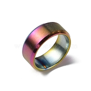 Stainless Steel Wide Band Finger Rings for Women Men, Plain Band Rings, Rainbow Color, 8mm, Inner Diameter: US Size 8 1/4(18.2mm)(RJEW-WH0009-13D-M)