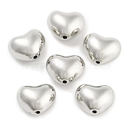 CCB Plastic Beads, Heart, Platinum, 10x12.5x9mm, Hole: 1.6mm, 746pcs/500g(CCB-S164-59P)