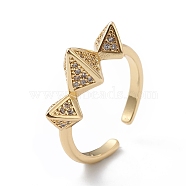 Rack Plating Brass Micro Pave Cubic Zirconia Rings, Long-Lasting Plated, Cadmium Free & Lead Free, Punk Style Pyramid Stud Rings, Cuff Ring for Women, Real 18K Gold Plated, 2~7.5mm, Inner Diameter: 16mm(RJEW-C039-01G)