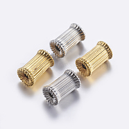 Brass Corrugated Beads, Plated, Column, Mixed Color, 9x5.5mm, Hole: 2mm(KK-K197-31)