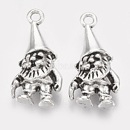 Tibetan Style Alloy Pendants, Dwarf/Gnome Charms, Lead Free & Cadmium Free, Antique Silver, 24x11x7mm, Hole: 1.6mm, about 200pcs/500g(TIBEP-T052-14AS-RS)