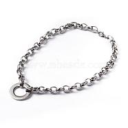 Ring 304 Stainless Steel Necklaces, with Lobster Claw Clasps, Stainless Steel Color, 18.5 inch(47cm)(NJEW-F196-10P)