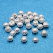 Grade AA Natural Cultured Freshwater Pearl Beads, Half Drilled Hole, Half Round, White, 6.5~7x5~6mm, Hole: 1mm(PEAR-D001-6.5-7-2AA-A)