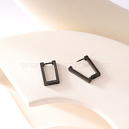 Simple Rectangle Stainless Steel Hoop Earrings, Stylish Accessory for Daily Wear and Travel, Black, 20x11mm(OA6686-3)