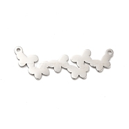 Non-Tarnish 304 Stainless Steel Connector Charms, Butterfly Links, Stainless Steel Color, 11.5x34x1mm, Hole: 1.2mm(STAS-K245-01P)