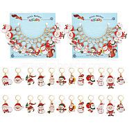 Christmas Theme Alloy Enamel Santa Claus/Snowman Charm Locking Stitch Markers, Golden Tone 304 Stainless Steel Clasp Stitch Marker, Mixed Color, 3.7~4.6cm, 12pcs/set
(HJEW-PH01810)