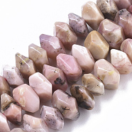 Natural Pink Opal Beads Strands, Nuggets, Faceted, 9.5~11x6~7mm, Hole: 1.2mm, about 30~32pcs/strand, 7.48 inch(19cm)(G-R462-21)