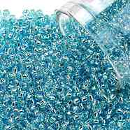 TOHO Round Seed Beads, Japanese Seed Beads, (23) Silver Lined Light Turquoise, 11/0, 2.2mm, Hole: 0.8mm, about 50000pcs/pound(SEED-TR11-0023)