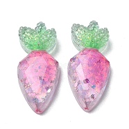 Vegetable Transparent Epoxy Resin Decoden Cabochons, with Paillettes, Deep Pink, Carrot, 30x13x6.5mm(CRES-I030-21A)
