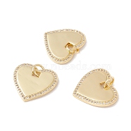 Brass Micro Pave Clear Cubic Zirconia Pendants, with Jump Ring, Cadmium Free & Lead Free, Heart, Real 18K Gold Plated, 17x18.5x2mm, Hole: 4.2mm(KK-G415-11G)