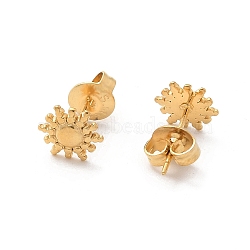 304 Stainless Steel Stud Earrings for Women, Real 18K Gold Plated, Sun, 8.5x8.5mm(STAS-Z117-17G-02)