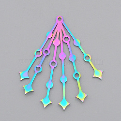 Ion Plating(IP) 201 Stainless Steel Pendants, Laser Cut, Star, Rainbow Color, 43.5x37.5x1mm, Hole: 1.6mm(STAS-S105-LA579)