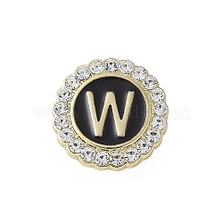 Letter Enamel Pins, Alloy Brooches for Backpack Clothes, with Clear Cubic Zirconia , Letter W, 17.8x17mm(JEWB-S042-03W-G)