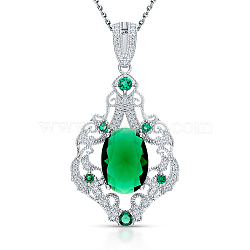 Elegant S925 Silver Inlaid Emerald Zircon Necklace for Mother's Day Gift(SQ2388)