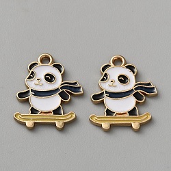 Zinc Alloy Enamel Pendants, Panda Charm, Golden, Golden, 19x15x1.5mm, Hole: 1.5mm(ENAM-CJC0013-22A)