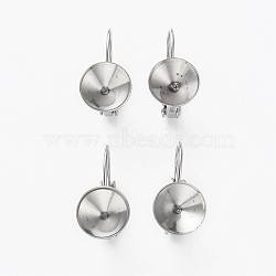 304 Stainless Steel Leverback Earring Findings, with Rhinestone Settings, Stainless Steel Color, 18x9mm, Pin: 0.8mm, Fit for 8mm Rhinestone(STAS-L253-006A-P)