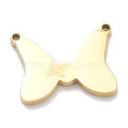 Ion Plating(IP) 304 Stainless Steel Charms, Butterfly, Real 18K Gold Plated, 11x14x1.5mm, Hole: 0.9mm(STAS-B016-05G)