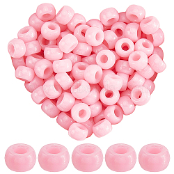 800Pcs Opaque Plastic Beads, Barrel, Hot Pink, 9x6mm, Hole: 3.8mm(KY-SP0001-47B)