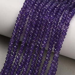 Dyed Natural White Jade Beads Strands, Rondelle, Faceted, Indigo, 4x3mm, Hole: 0.9mm, about 118pcs/strand, 13.78''(35cm)(GG-CBAF9EE-A01-3x4mm)