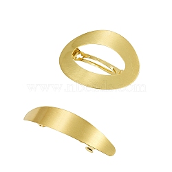 Brass Filigree Hair Barrette, Oval & Leaf, Matte Gold Color, 79x63x15mm, 95x21x20mm, 2pcs/box(PHAR-SZ0001-02MG)