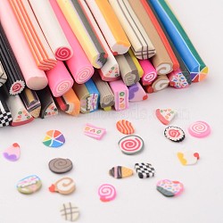 Polymer Clay Nail Art Decoration, Fashion Nail Care, No Hole Tubes, Mixed Shapes, Mixed Color, Mixed Color, 50x3~6mm(CLAY-Q144-M)