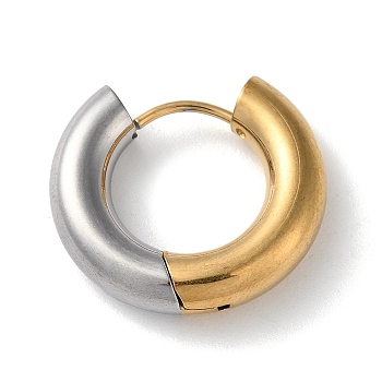 Two Tone 304 Stainless Steel Huggie Hoop Earrings, Golden & Stainless Steel Color, 20x22x5mm