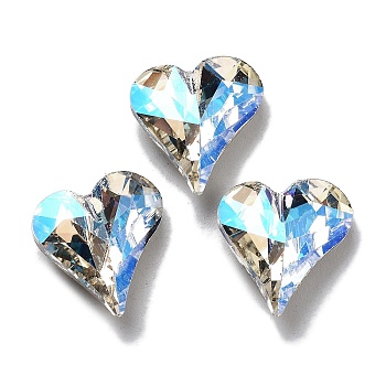 K9 Glass, Imitation Czech Rhinestone, Heart, Moonlight, 13x12x5mm