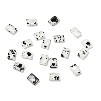 Spot Pattern Resin Cabochons, Nail Art Decoration Accessories, Rectangle, Clear, 6x4x2mm