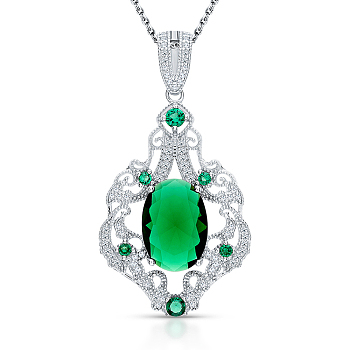 Elegant S925 Silver Inlaid Emerald Zircon Necklace for Mother's Day Gift