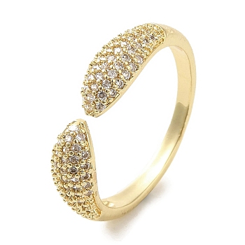 Brass Micro Pave Cubic Zirconia Rings for Women, Long-Lasting Plated, Golden, Adjustable