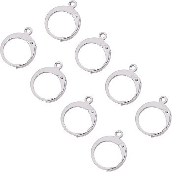 Unicraftale 304 Stainless Steel Leverback Earring Findings, with Loop, Stainless Steel Color, 15x12x2mm, Inner diameter: 10mm, 50pcs/box