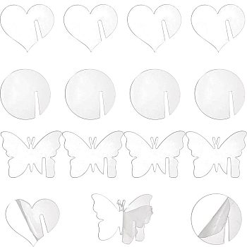 60Pcs 3 Styles Acrylic Wine Glass Charms, Goblet Marker, Butterfly & Flat Round & Heart, Clear, 40~50x49.5~54.5x2mm, 20pcs/style