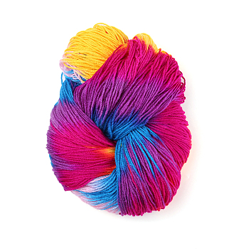 4-Ply Acrylic Fibers Yarn, for Weaving, Knitting & Crochet, Segment Dyed, Colorful, 0.3mm