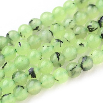 Natural Prehnite Beads Strands, Round, 4mm, Hole: 0.8mm, about 101pcs/strand, 15.7 inch(40cm)