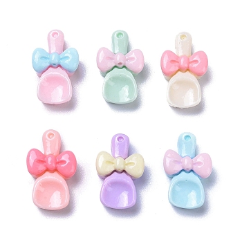 Opaque Cute Resin Decoden Cabochons, Mixed Color, Spoon with Bowknot, 15x9x5mm