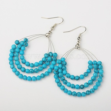 Trendy Synthetic Turquoise Beaded Earrings for Girls(X-EJEW-PJE690)-3