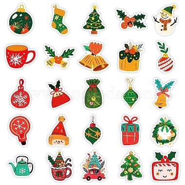 50Pcs Christmas Theme Cartoon Paper Stickers(DIY-P085-12)-6