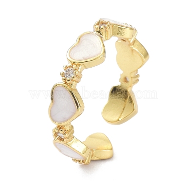 Heart Real 18K Gold Plated Cuff Rings for Girl Women Gift(ZIRC-C021-05G)-4