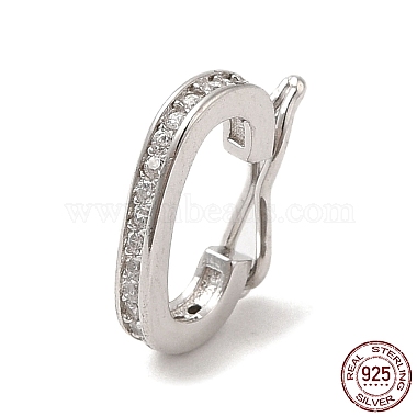 Real Platinum Plated Clear Oval Sterling Silver Twister Clasp